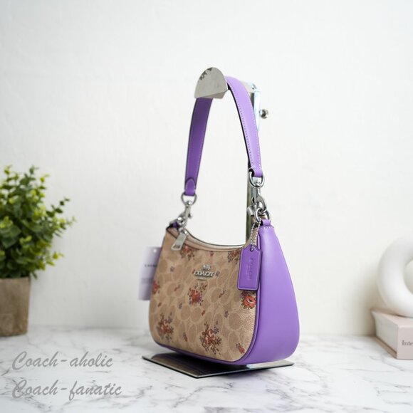 NWT Coach CAL37 Teri Shoulder Bag In Signature Canvas With Floral Print - Picture 5 of 10
